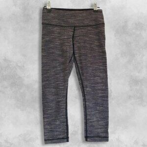 Lululemon High-Rise Cropped Length Stretchy Moisture-Wicking Black Gray W US 2